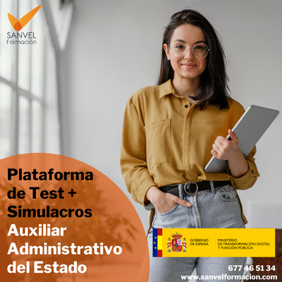 Plataforma de Test + Simulacros Auxiliar Administrativo del Estado