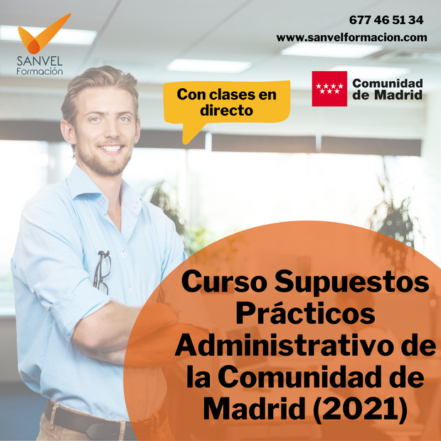 Curso SUPUESTOS PRÁCTICOS de Administrativo de la Comunidad de Madrid (Convocatoria 2021) con CLASES EN DIRECTO